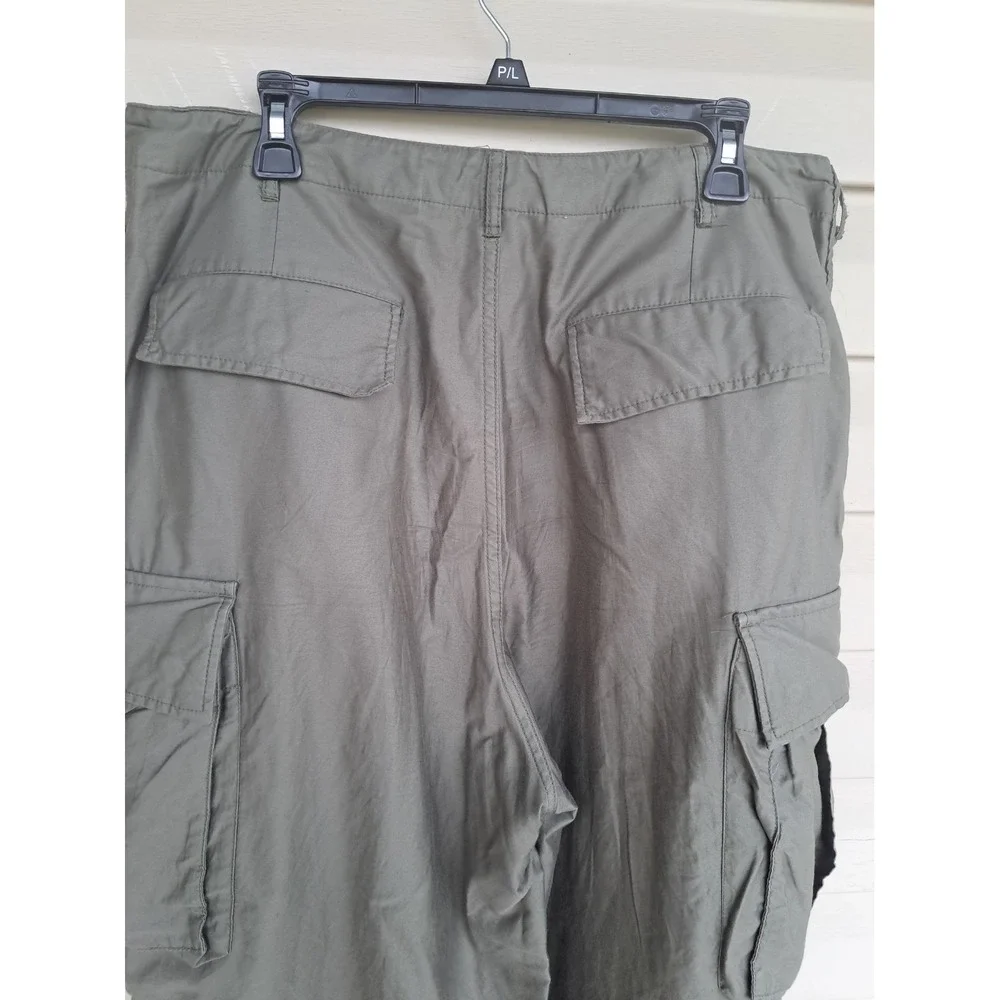 Needles Men's Khaki Cotton H.D. Pant BDU Cargo Relaxed Wide Leg Trousers Large